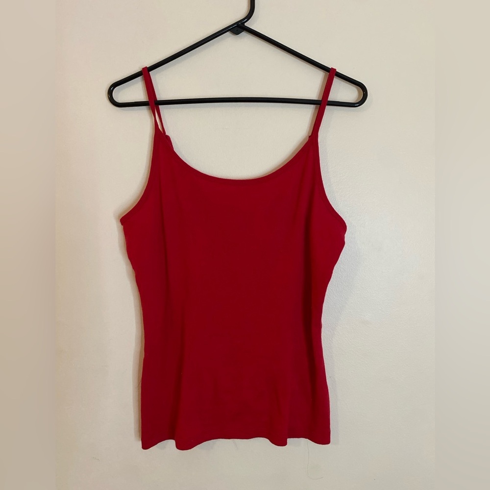 Faded Glory Organic cotton Red Slim Camisole Tank Top size large - Picture 1 of 7